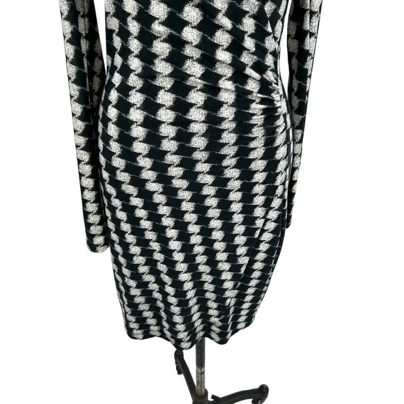 KAMALIKULTURE by Norma Kamali Black Grey Printed Faux Wrap Dress Size XS - Picture 3 of 9